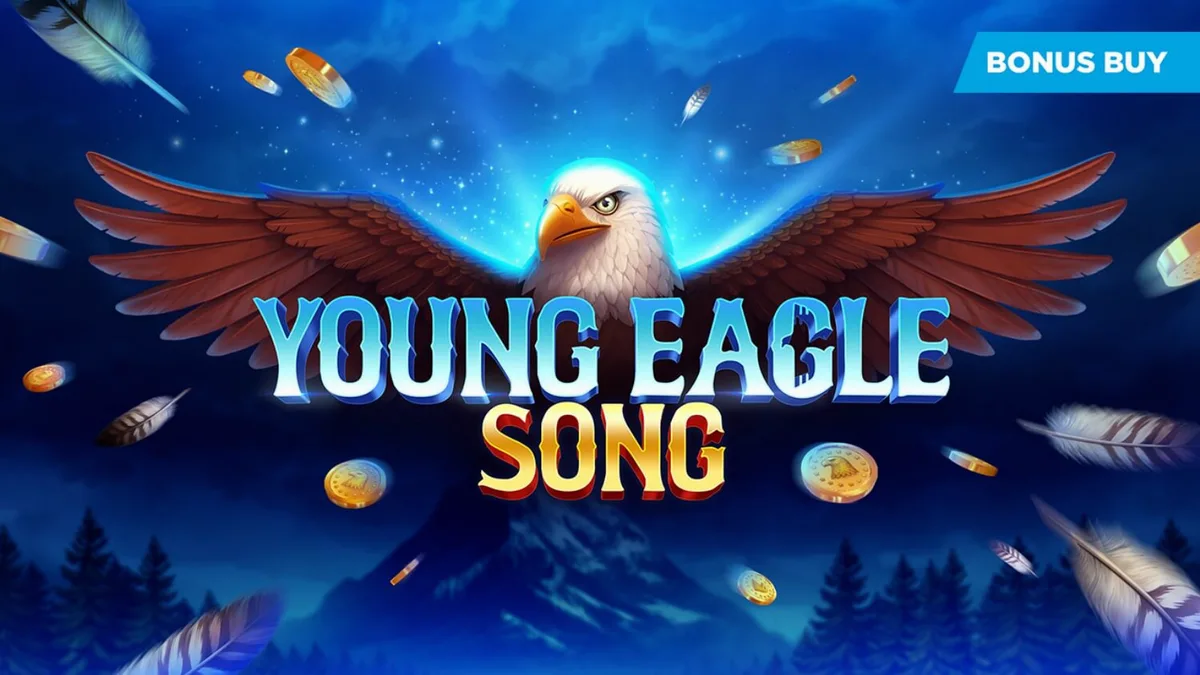 Tampilan visual slot Young Eagle Song dengan latar belakang alam liar Amerika Utara.